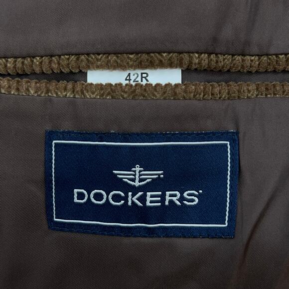 Dockers Mens Size 42R Corduroy Sport Coat Jacket Blazer Brown Tan 2 Button - Picture 12 of 16